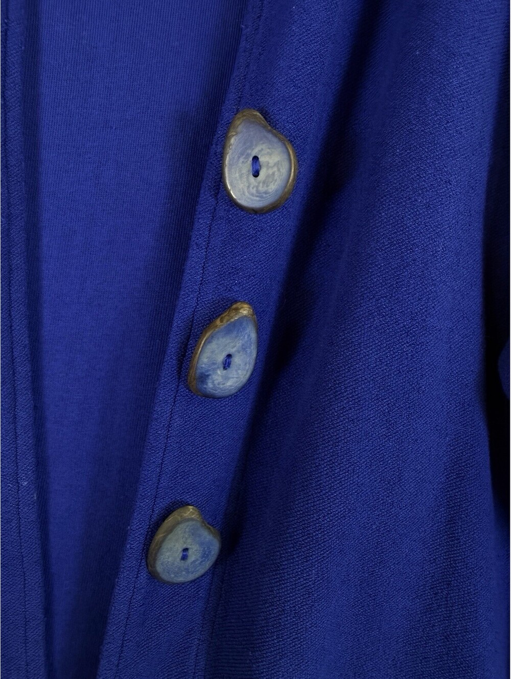 Eleven Stitch Design Cardigan Medium Blue Artsy Lagenlook Art To Wear Womens
